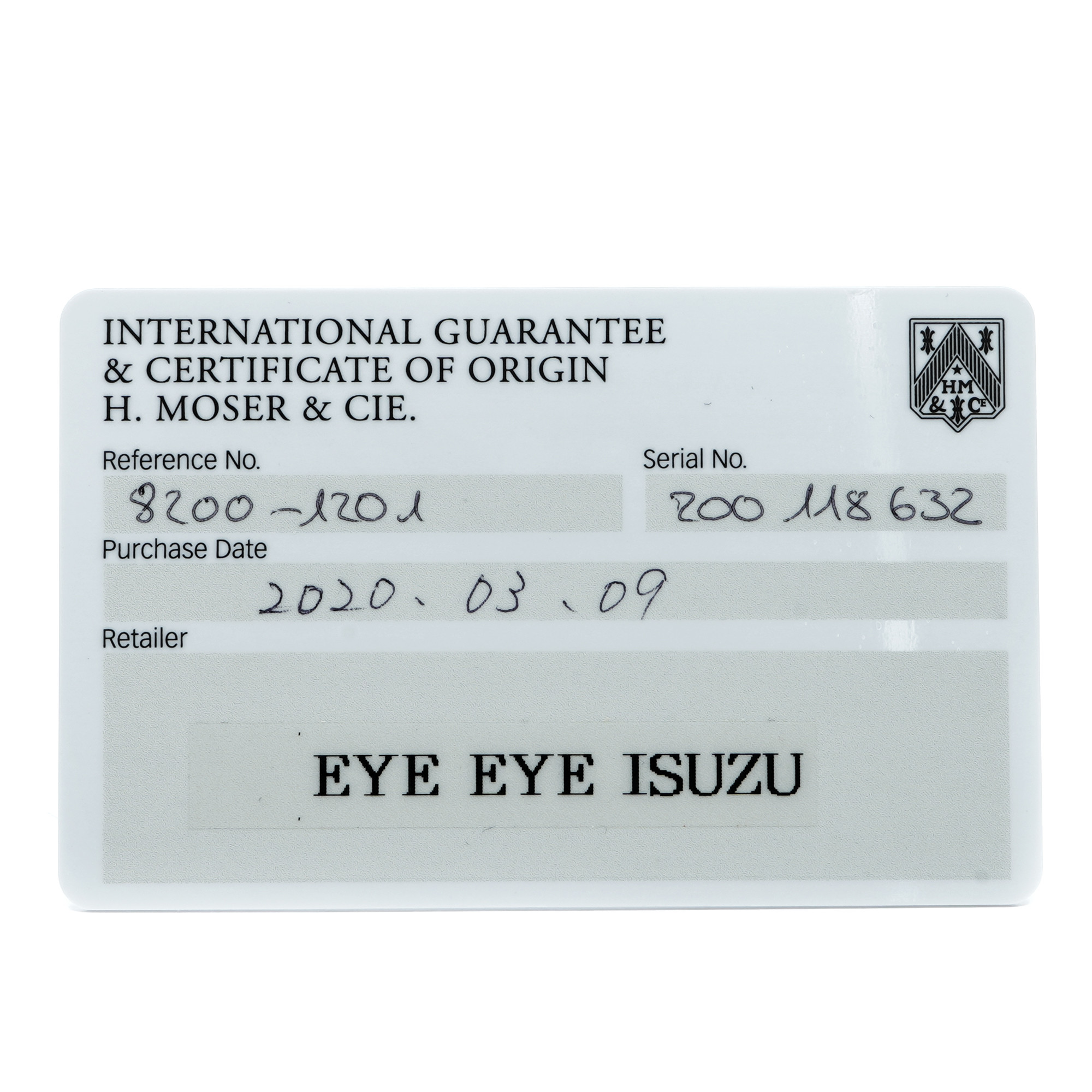 H Moser Heritage Centre Seconds 8200-1201 *Funky Blue Fume' Dial* - Inventory 8535