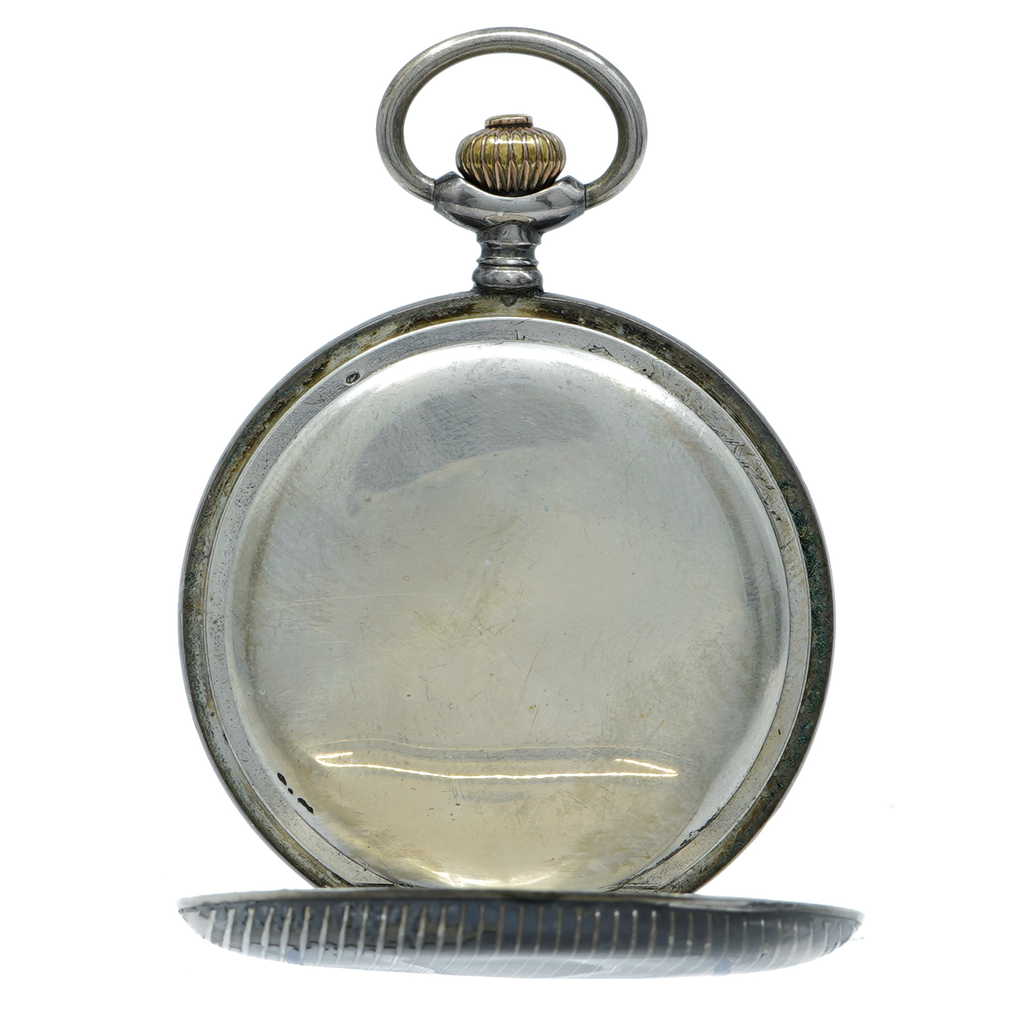 Alpina Pocket Watch *Hunter Case Niello Finish* *Antique* - Inventory 8666