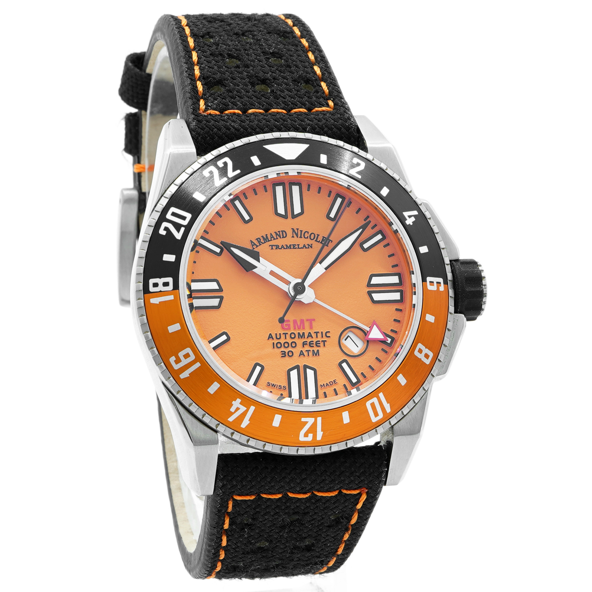 Armand Nicolet JSS GMT Orange - Inventory 8653