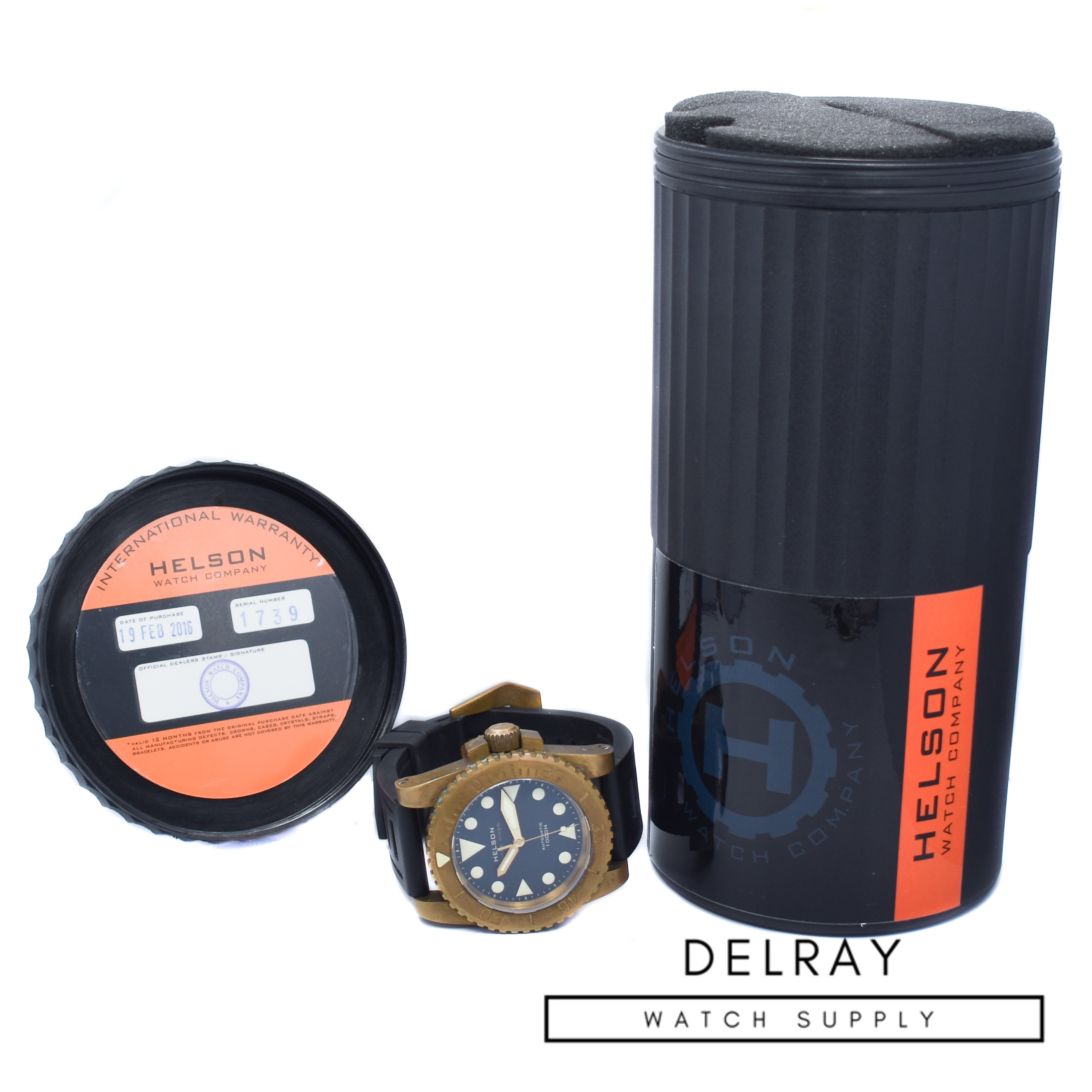 Helson Shark Diver 1000m Black Dial - DelrayWatch.com