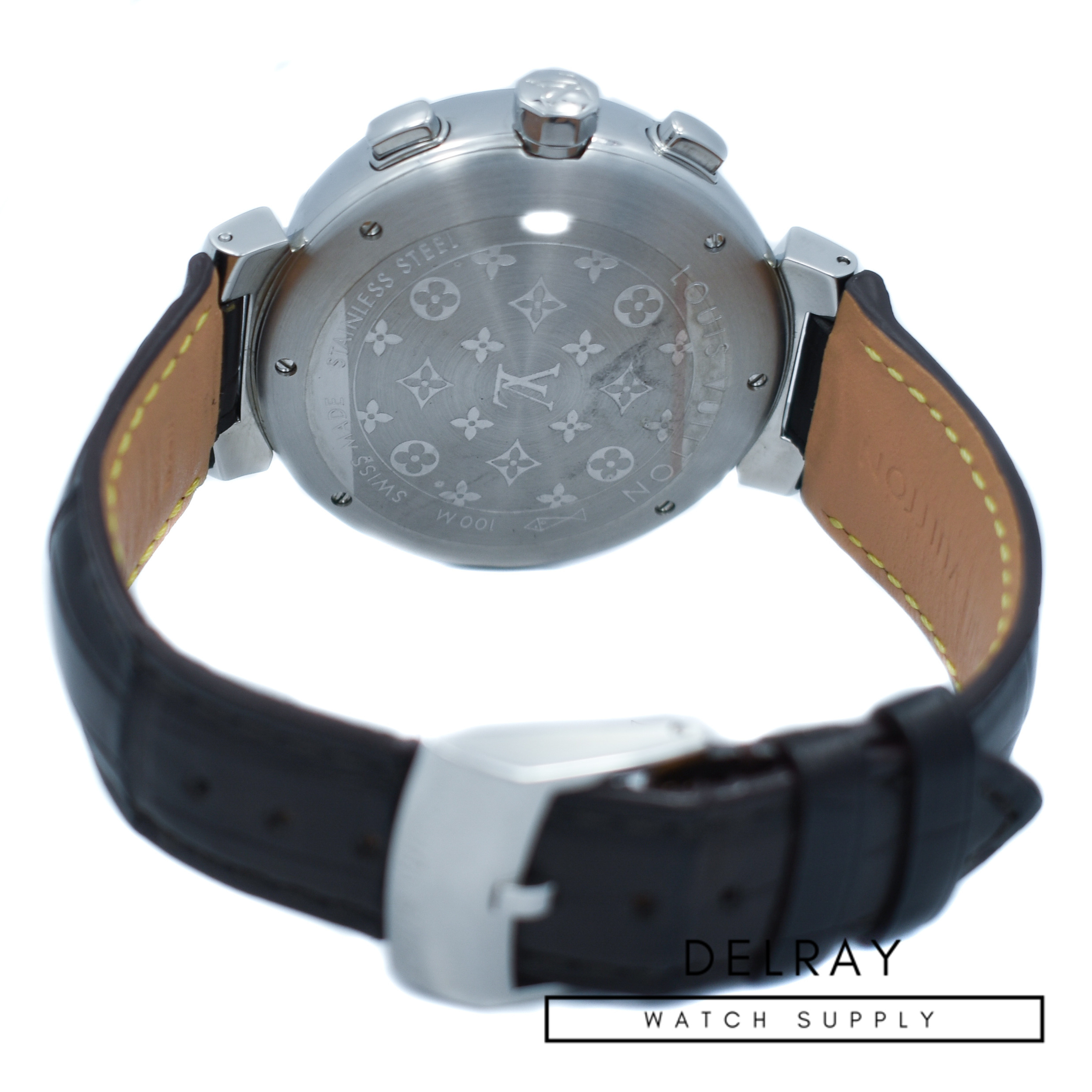 Aftermarket Bracelet/Strap Brown Leather Strap for Louis Vuitton Tambour in Genuine Crocodile