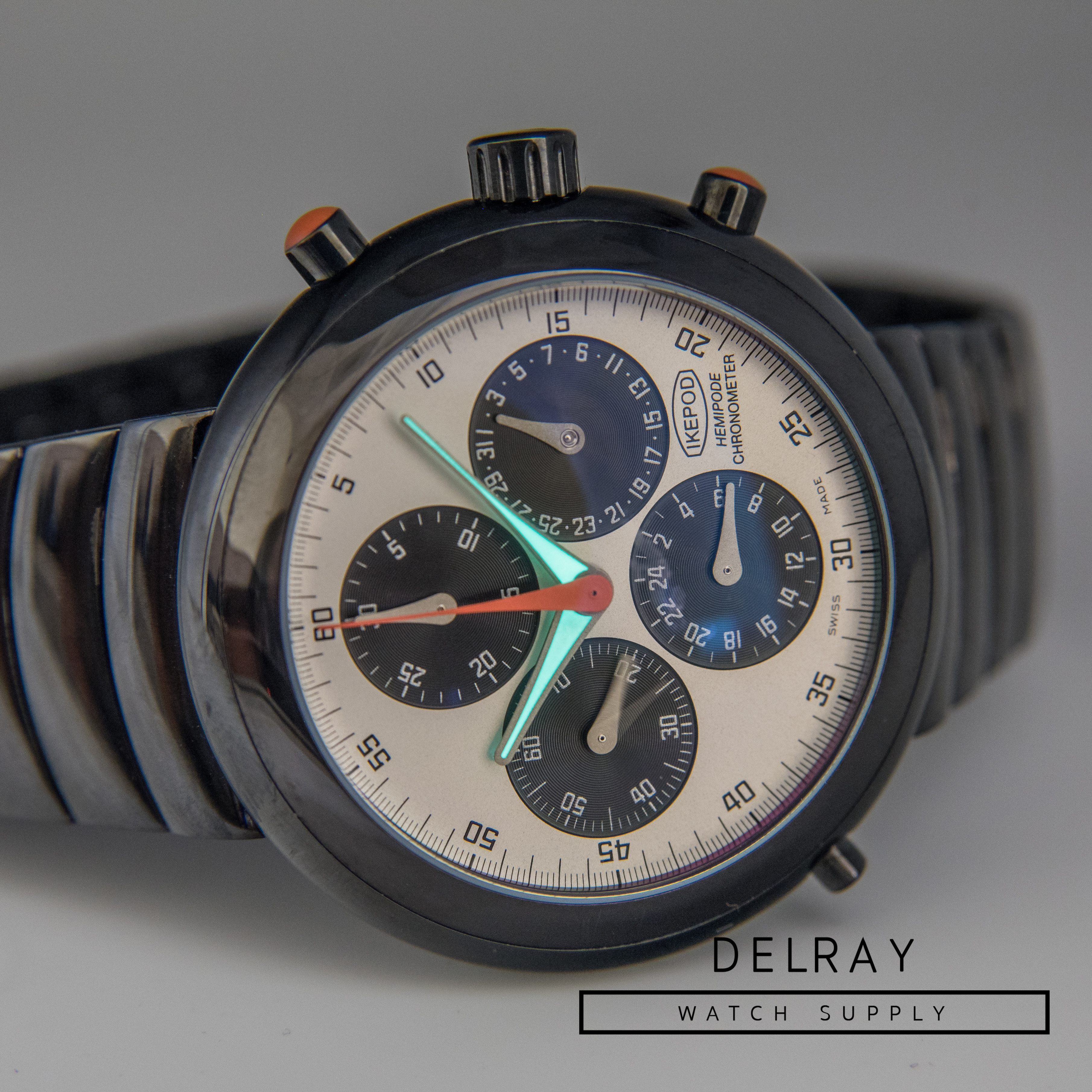 Ikepod Hemipode Black Chronograph GMT *Rare* - DelrayWatch.com