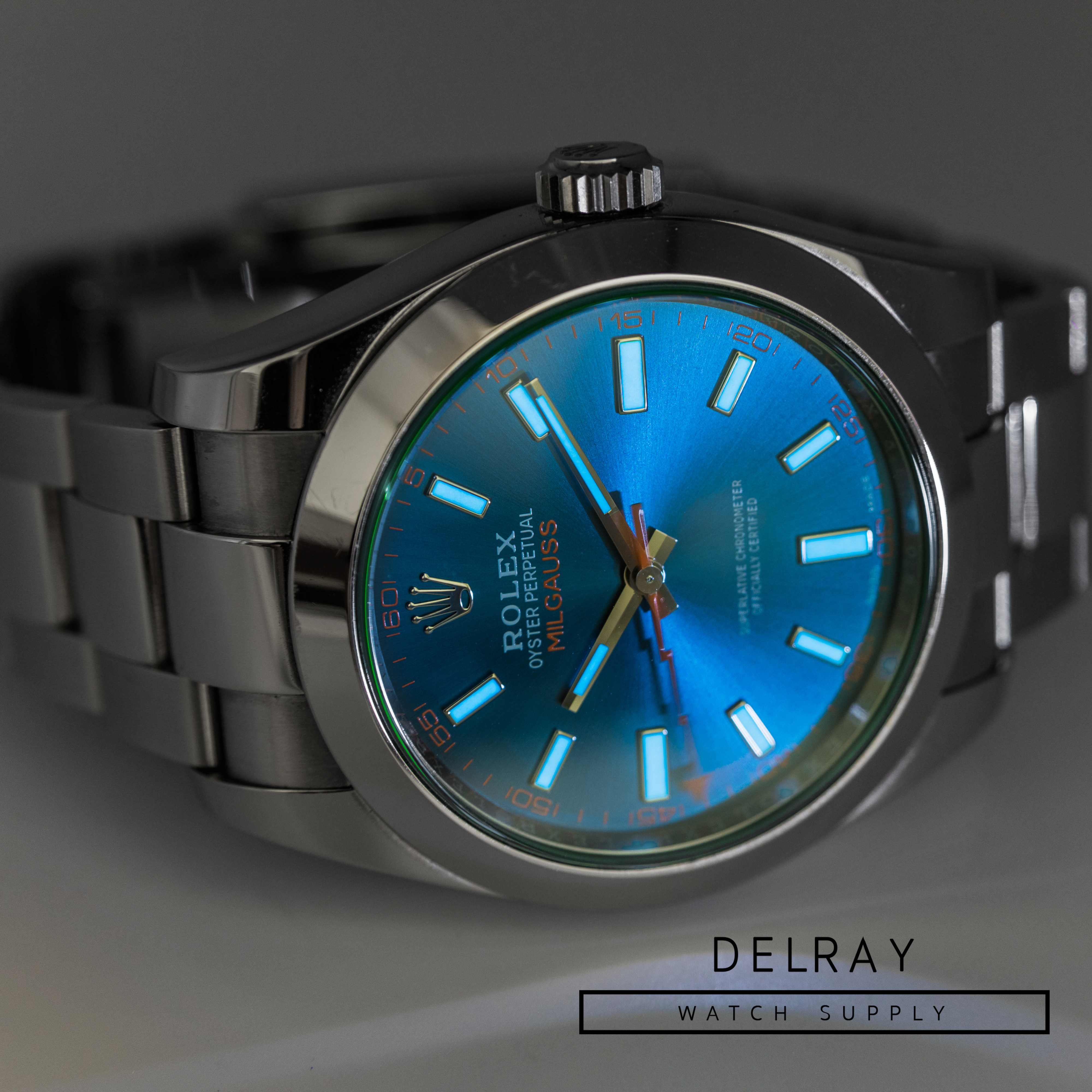 Rolex Milgauss 116400GV Z Blue *2019 Box and Papers* - DelrayWatch.com