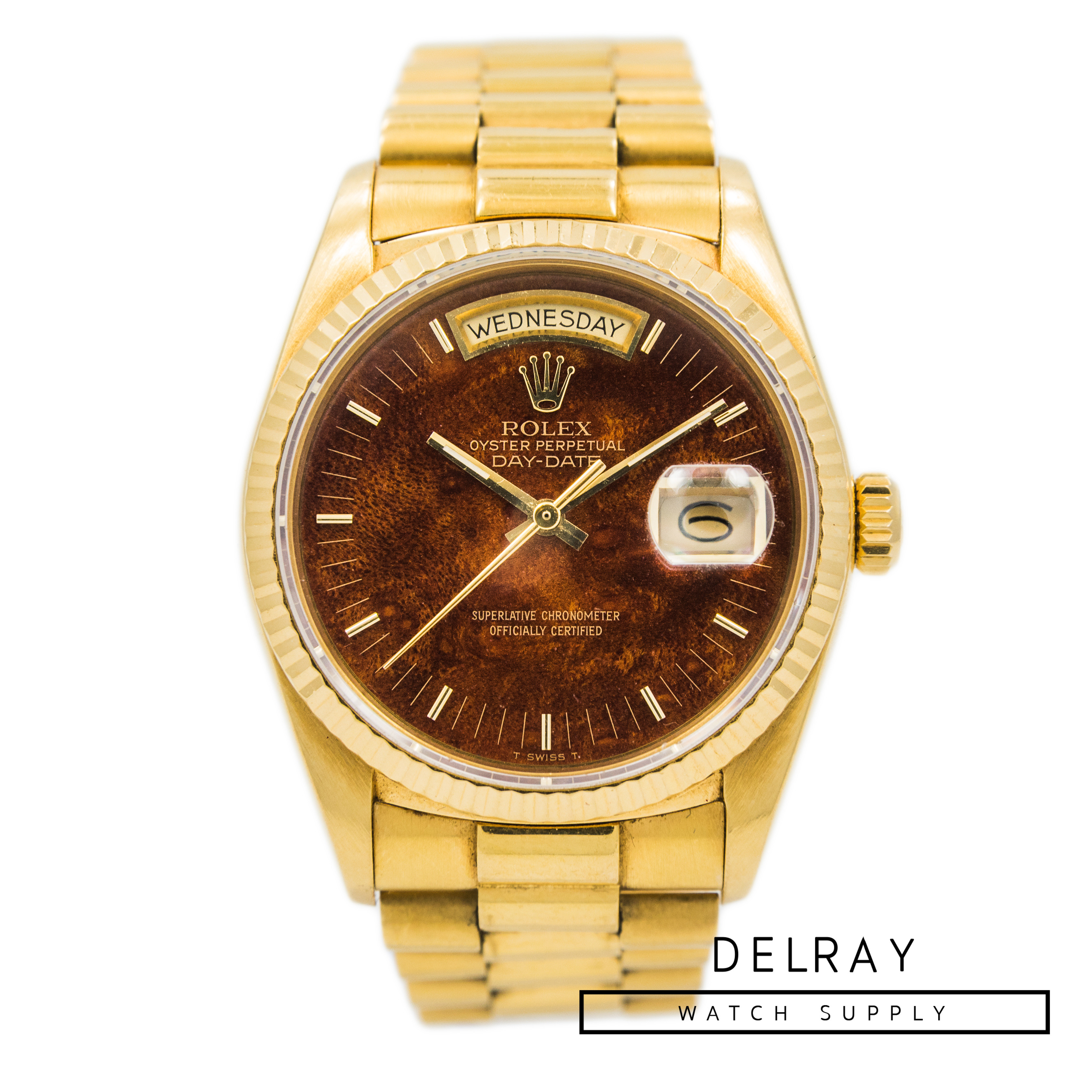 Rolex Day Date 18038 Burl Wood Dial *Rare* - DelrayWatch.com