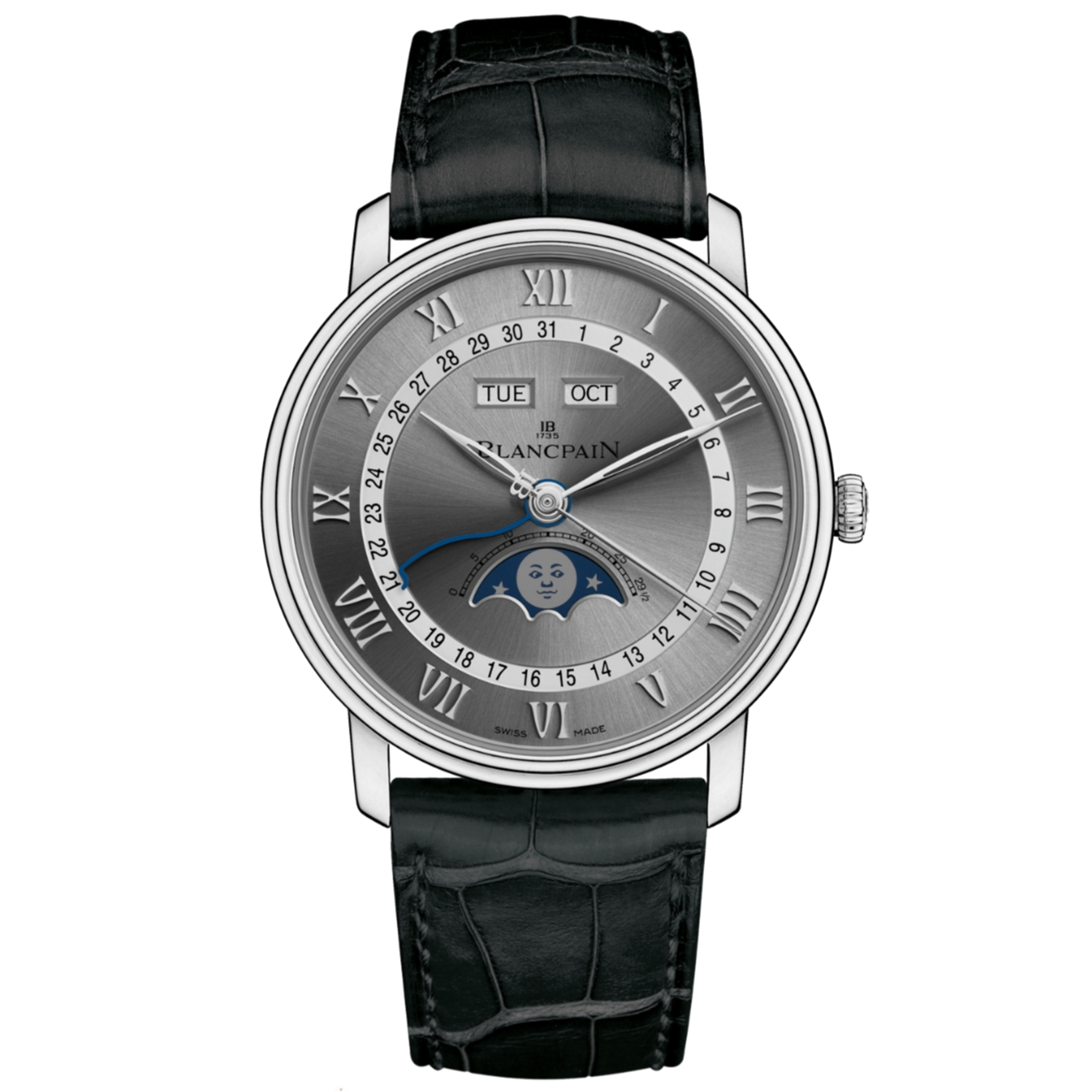 New Blancpain Villeret Complete Calendar Moonphase Silver Dial on Strap ...