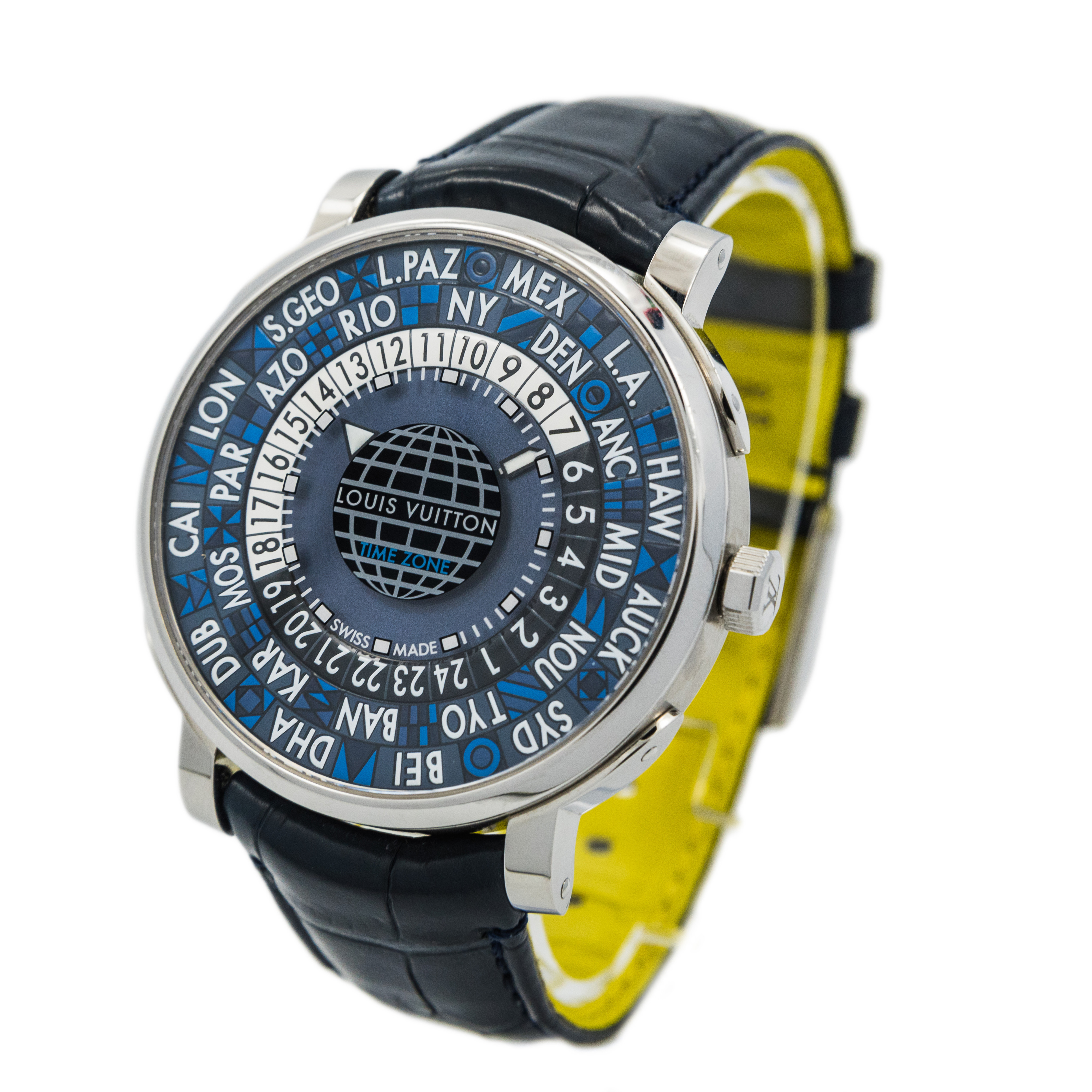 Louis Vuitton Multicolor Stainless Steel Alligator Escale Timezone Q5D20  Men's Wristwatch 39 mm Louis Vuitton