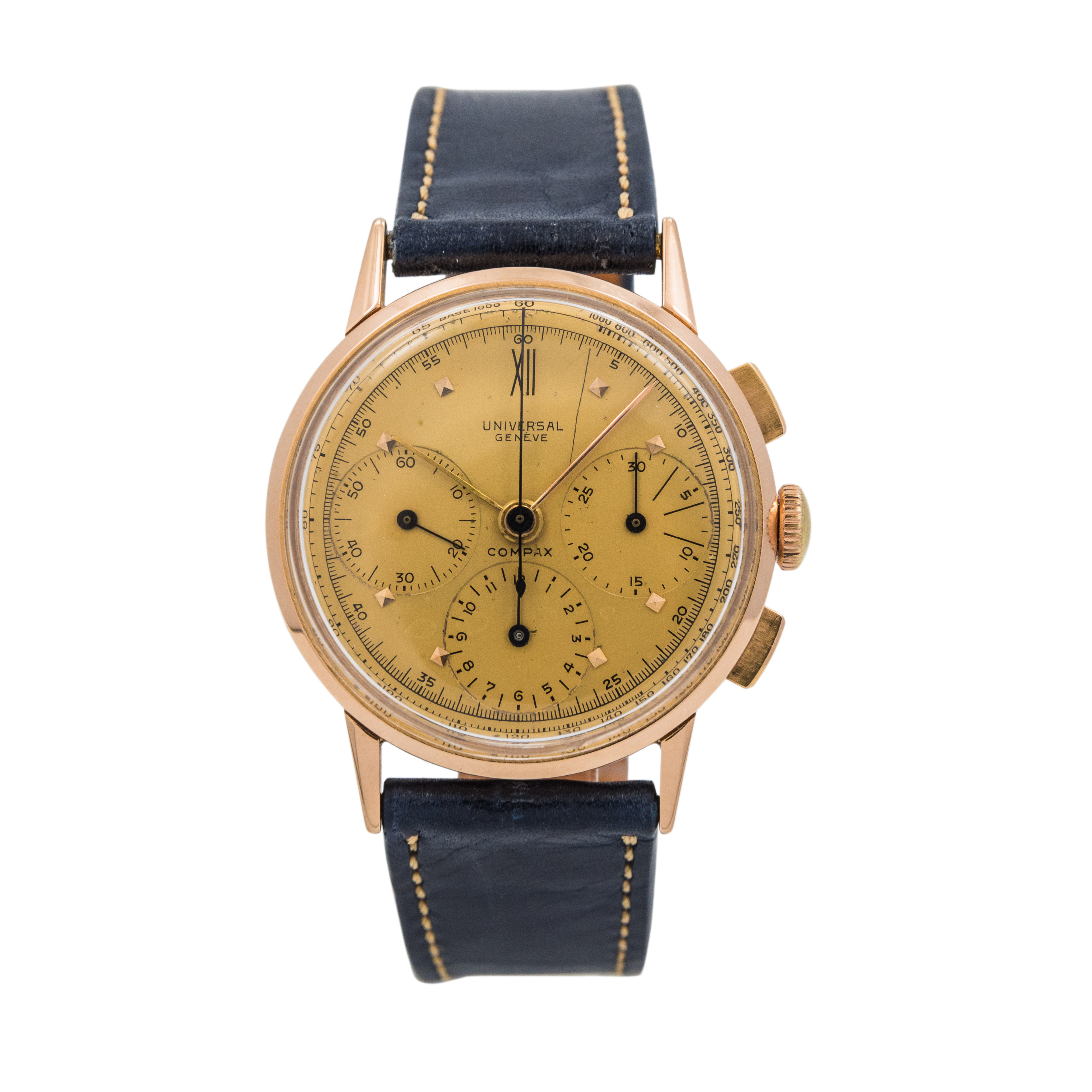 ヴィンテージ GENEVE 18K 750 GENEVE 21 JEWELS 18K 750 GOLD STAMPED LEATHER STRAP WATCH