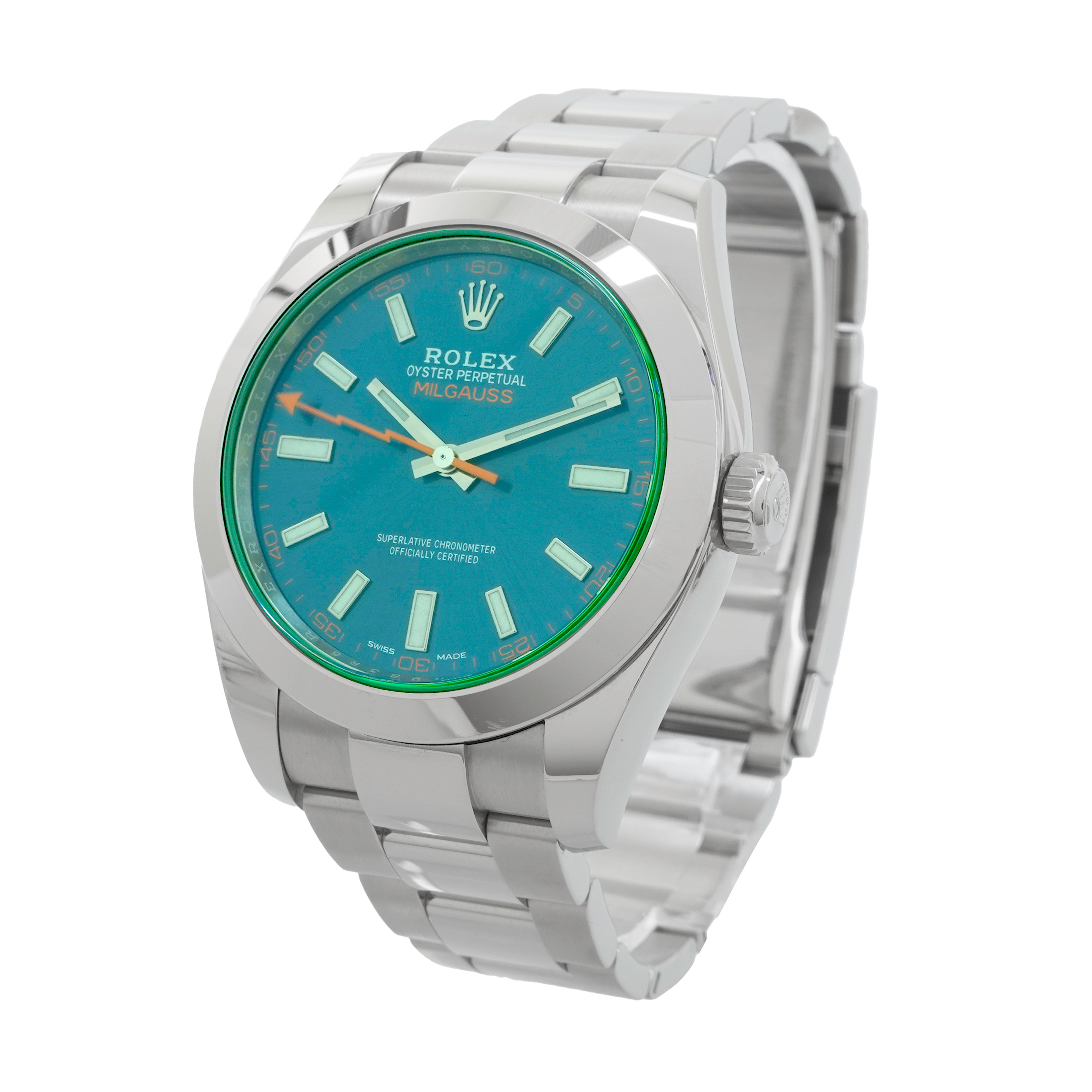 Rolex Milgauss Blue Dial *Green Crystal* *2021* - 3612 - DelrayWatch.com