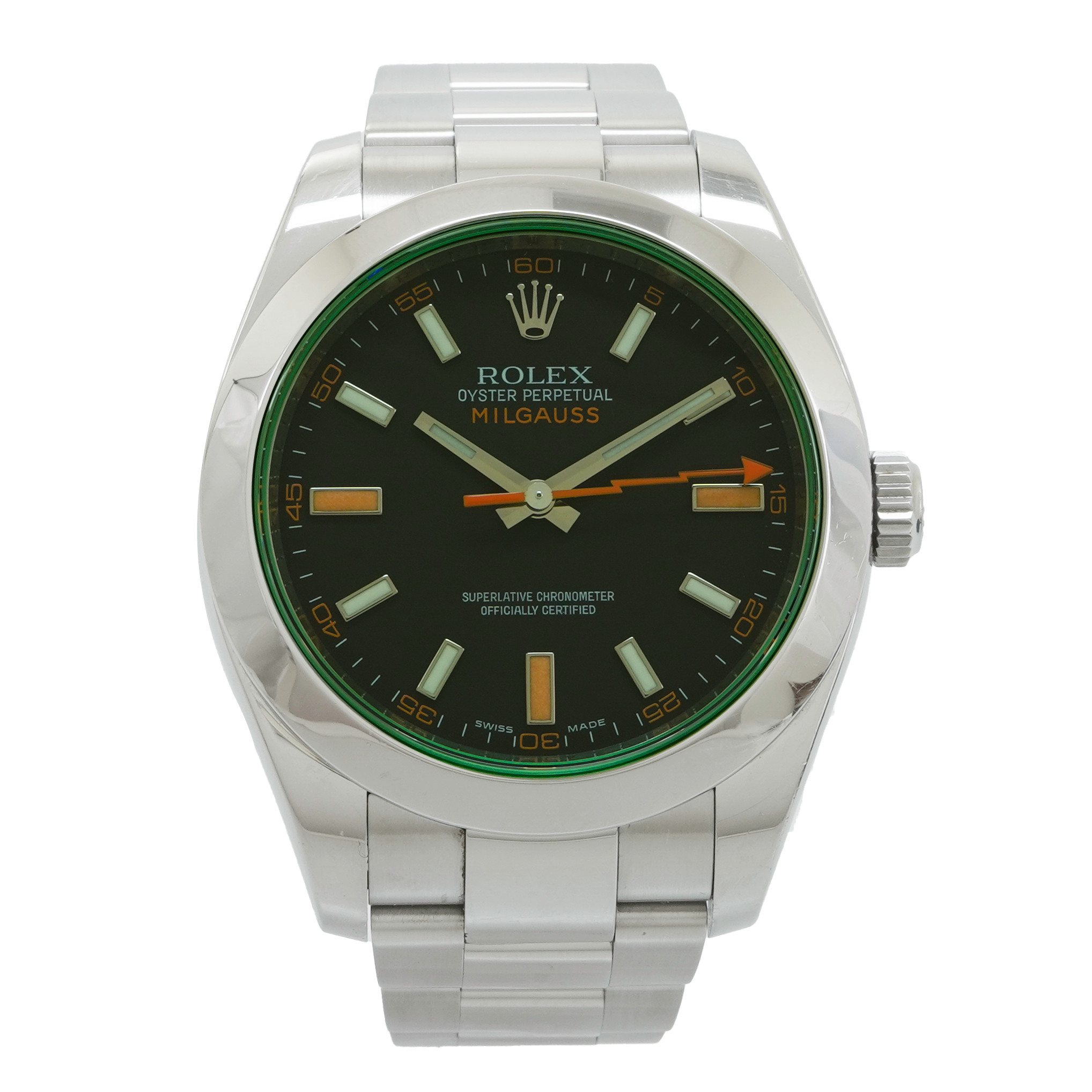 Rolex Milgauss Black Dial Green Crystal - Inventory 3939