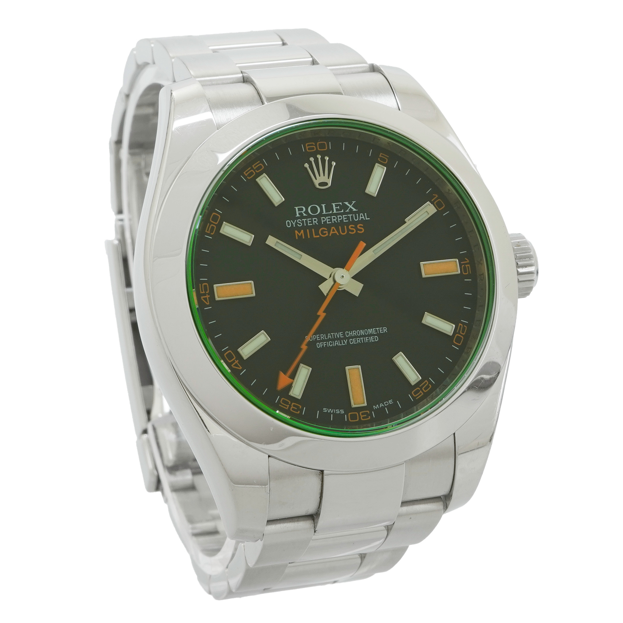 Rolex Milgauss Black Dial Green Crystal - Inventory 3939