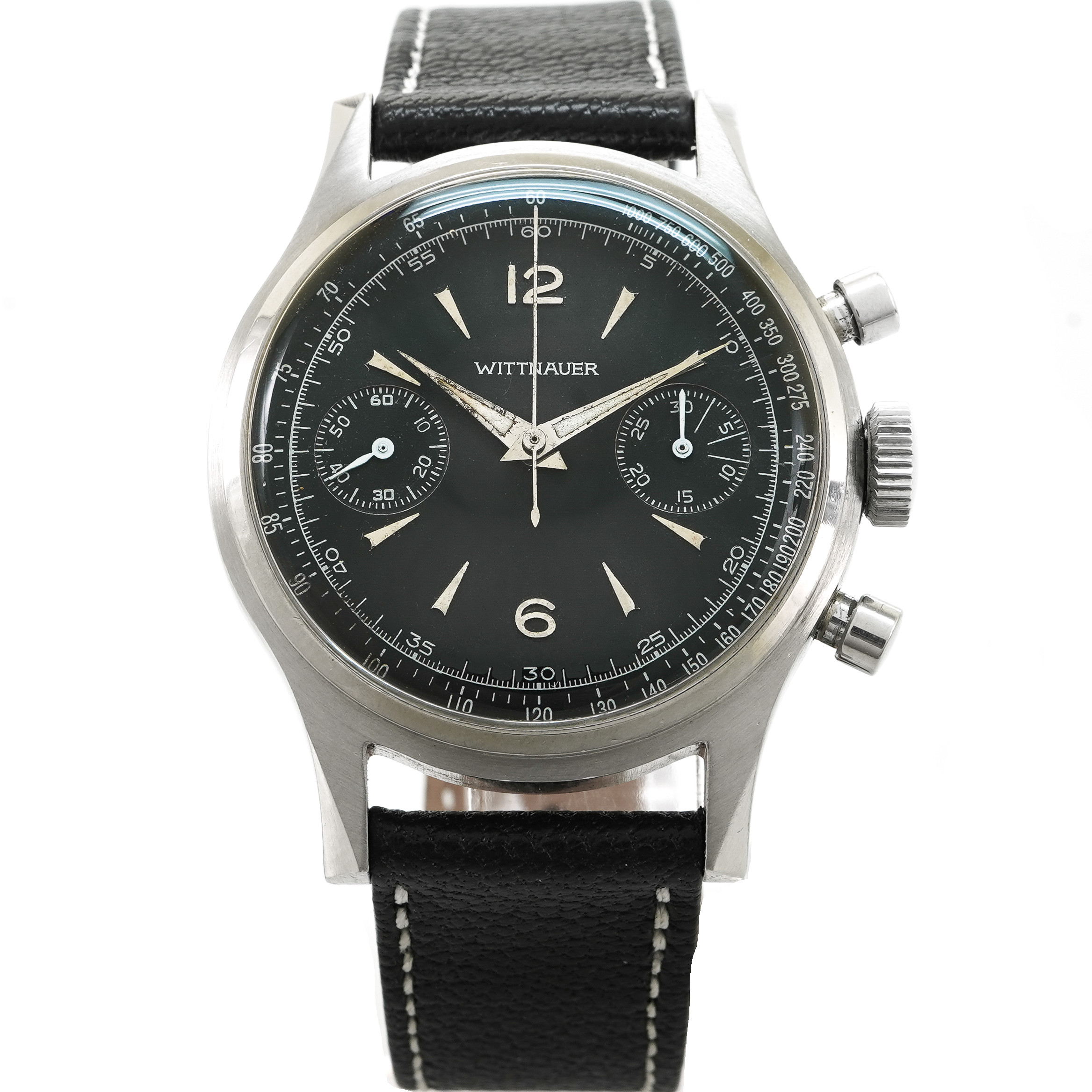Wittnauer 3256 Chronograph Venus 188 *Ultra Rare Black Dial