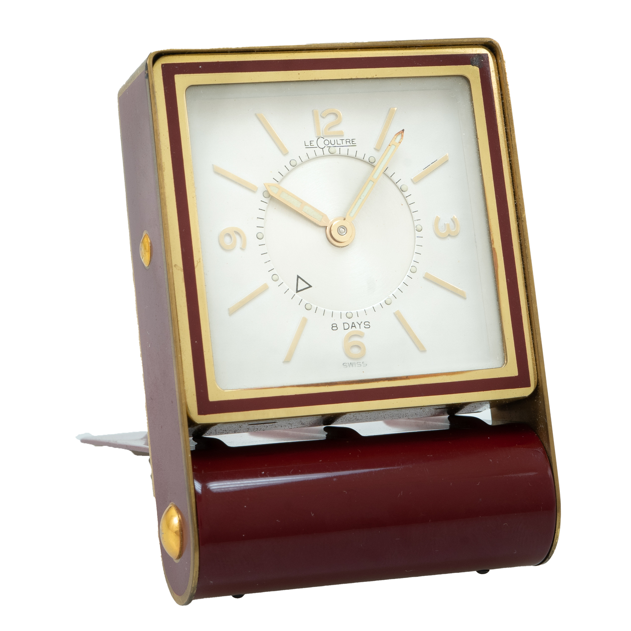 Jaeger LeCoultre Red Enamel Folding Memovox Style 8 Days Alarm