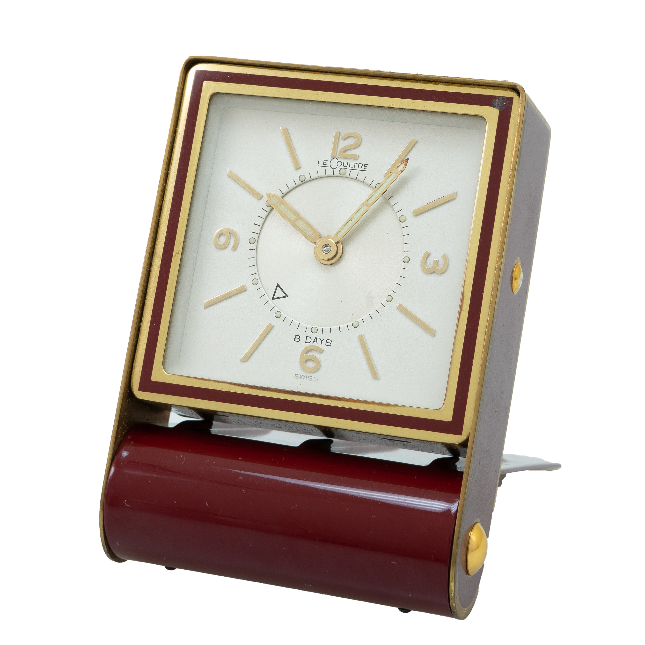 Jaeger LeCoultre Red Enamel Folding Memovox Style 8 Days Alarm