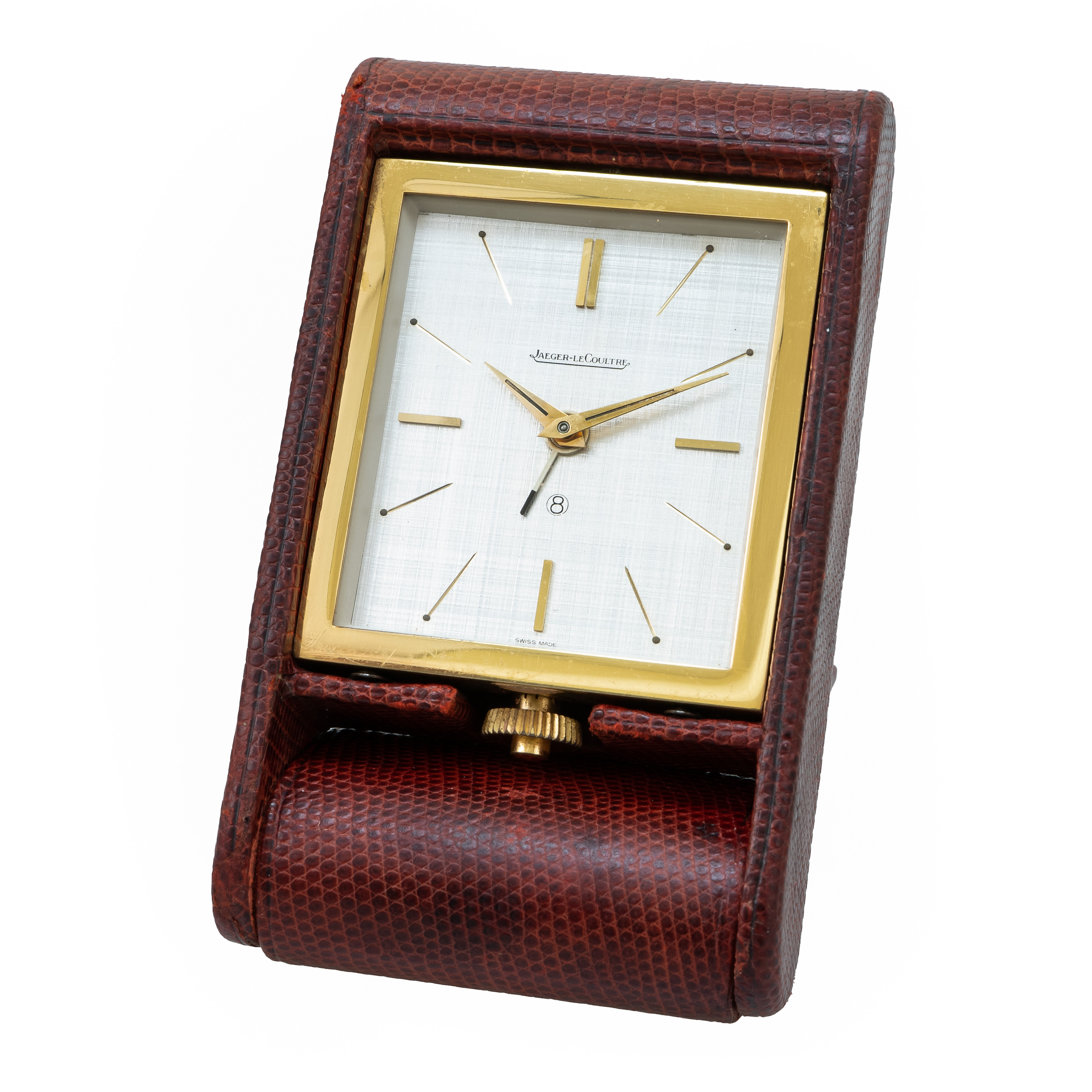 Jaeger LeCoultre Ados Alarm Clock in Brown Lizard *Vintage