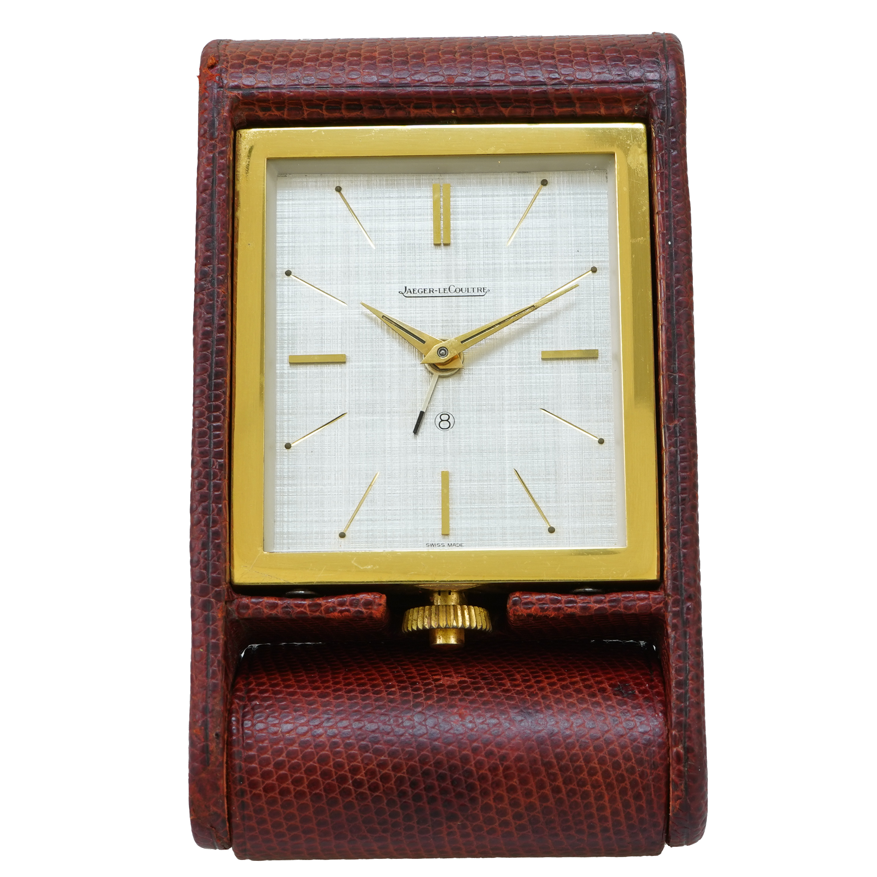 Jaeger LeCoultre Ados Alarm Clock in Brown Lizard *Vintage