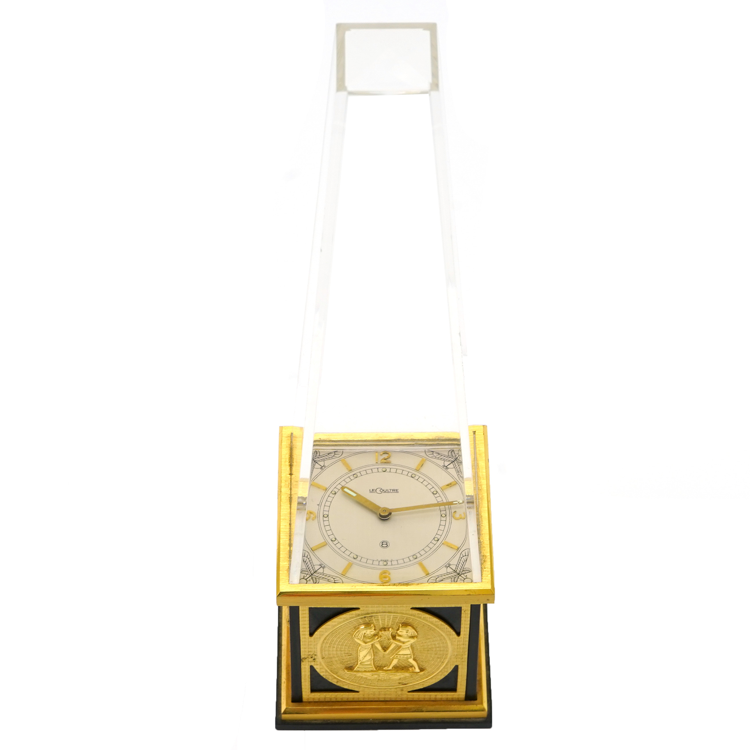 JAGER LECOULTRE 置時計 ゴールド 透明ケース Jaeger LeCoultre 1960's Egyptian Obelisk 8 Day Clock - Inventory