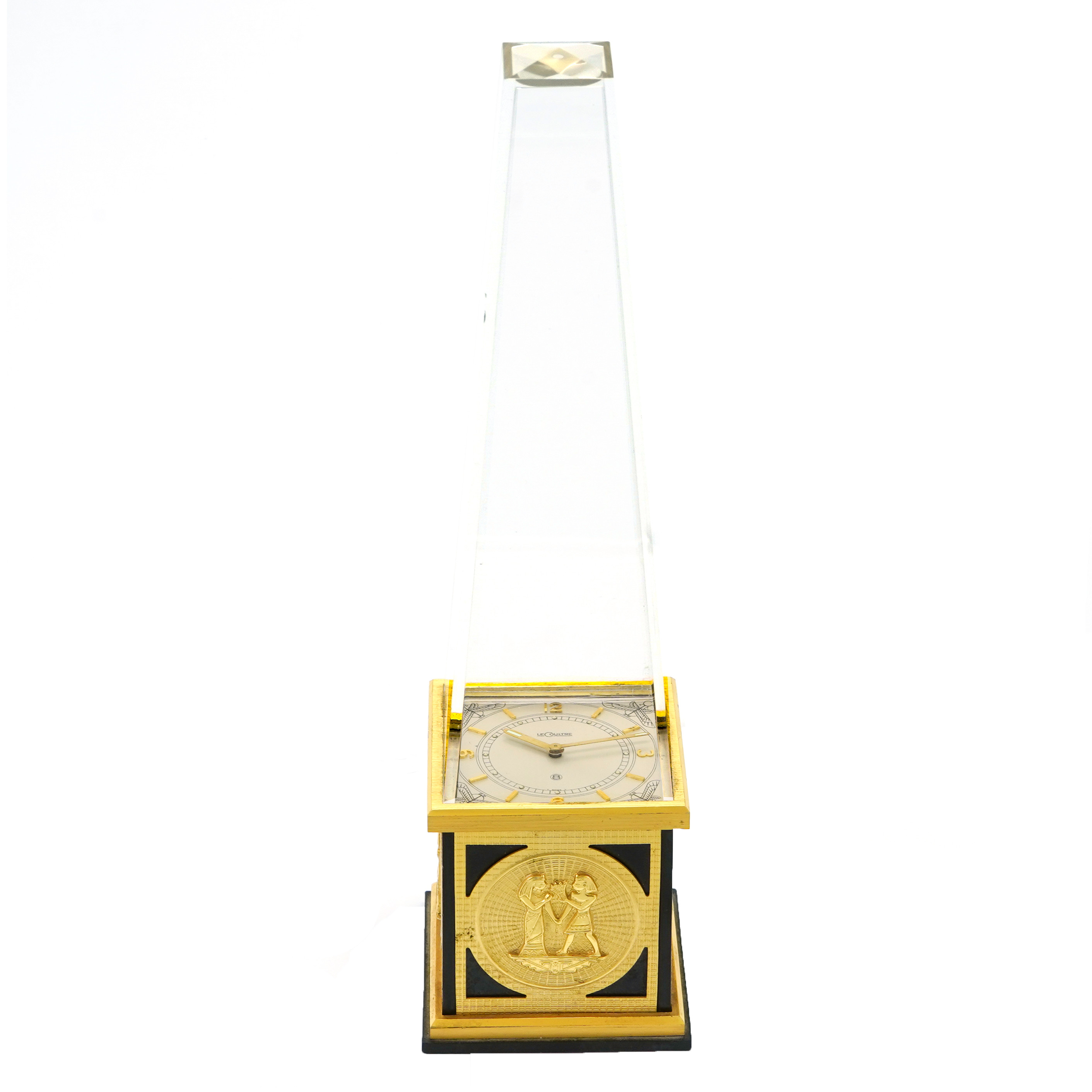 JAGER LECOULTRE 置時計 ゴールド 透明ケース Jaeger LeCoultre 1960's Egyptian Obelisk 8 Day Clock - Inventory