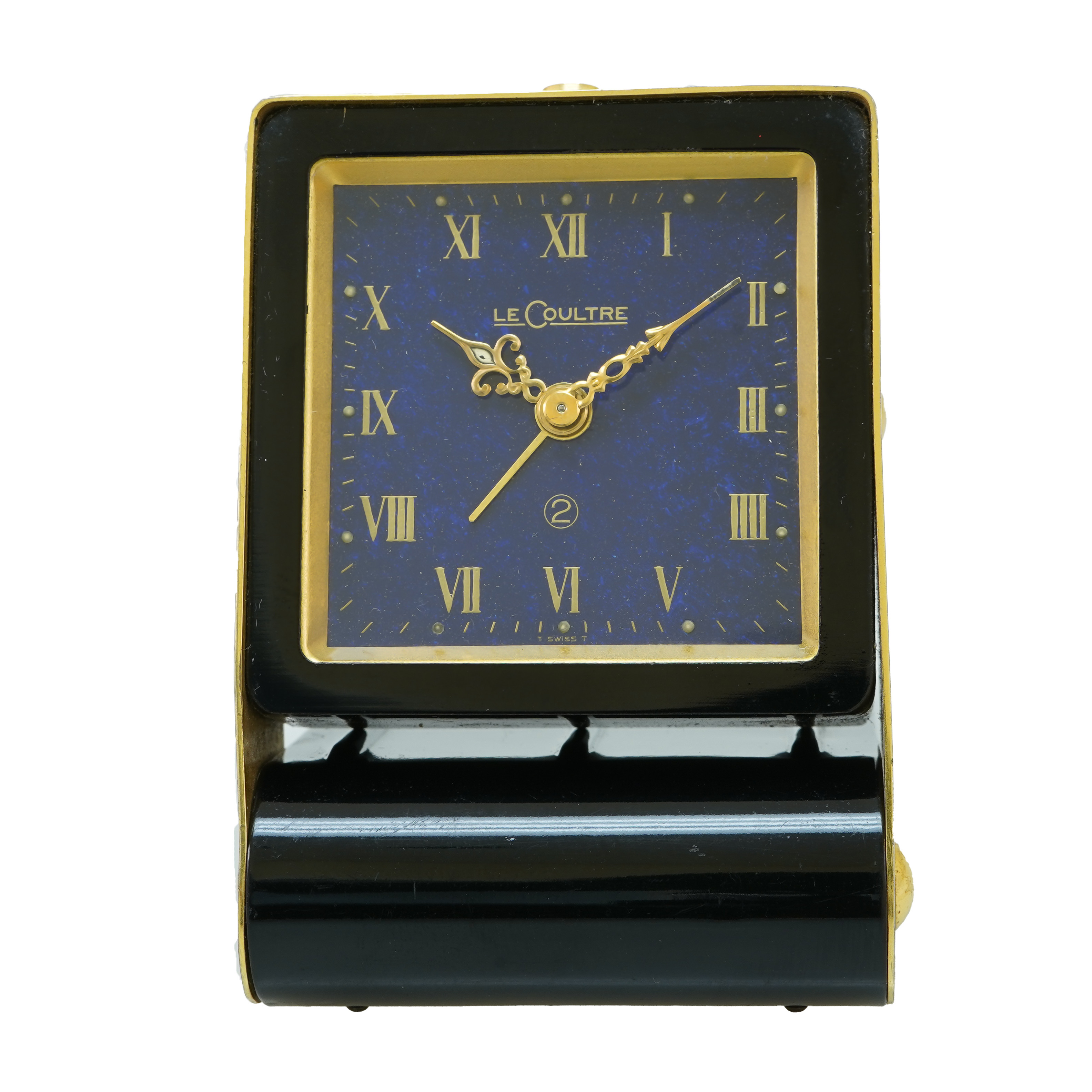 Jaeger LeCoultre Black Folding 2 Days Alarm Clock Blue Lapis