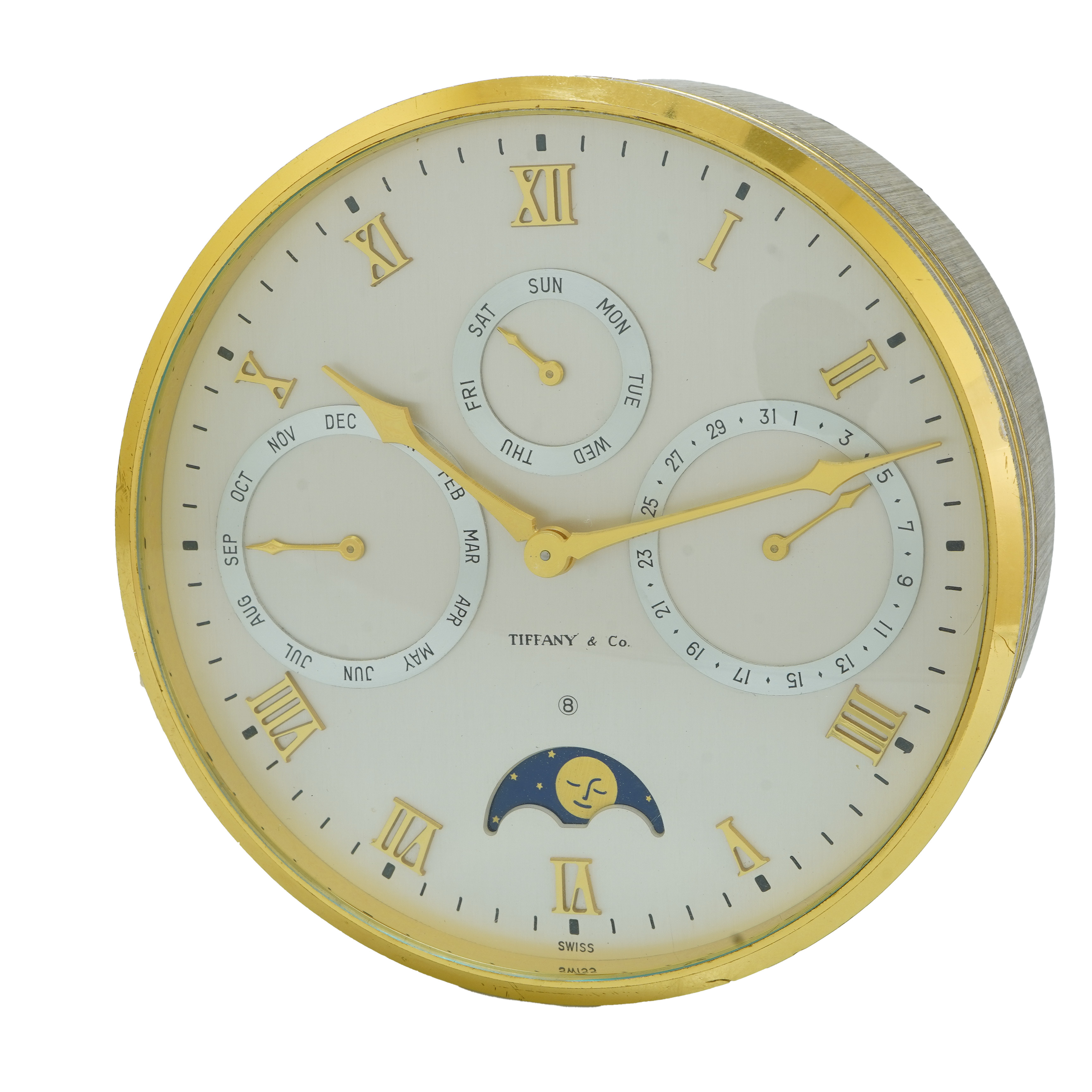 Tiffany Co Vintage Calendar Moonphase Desk Alarm Clock Inventory