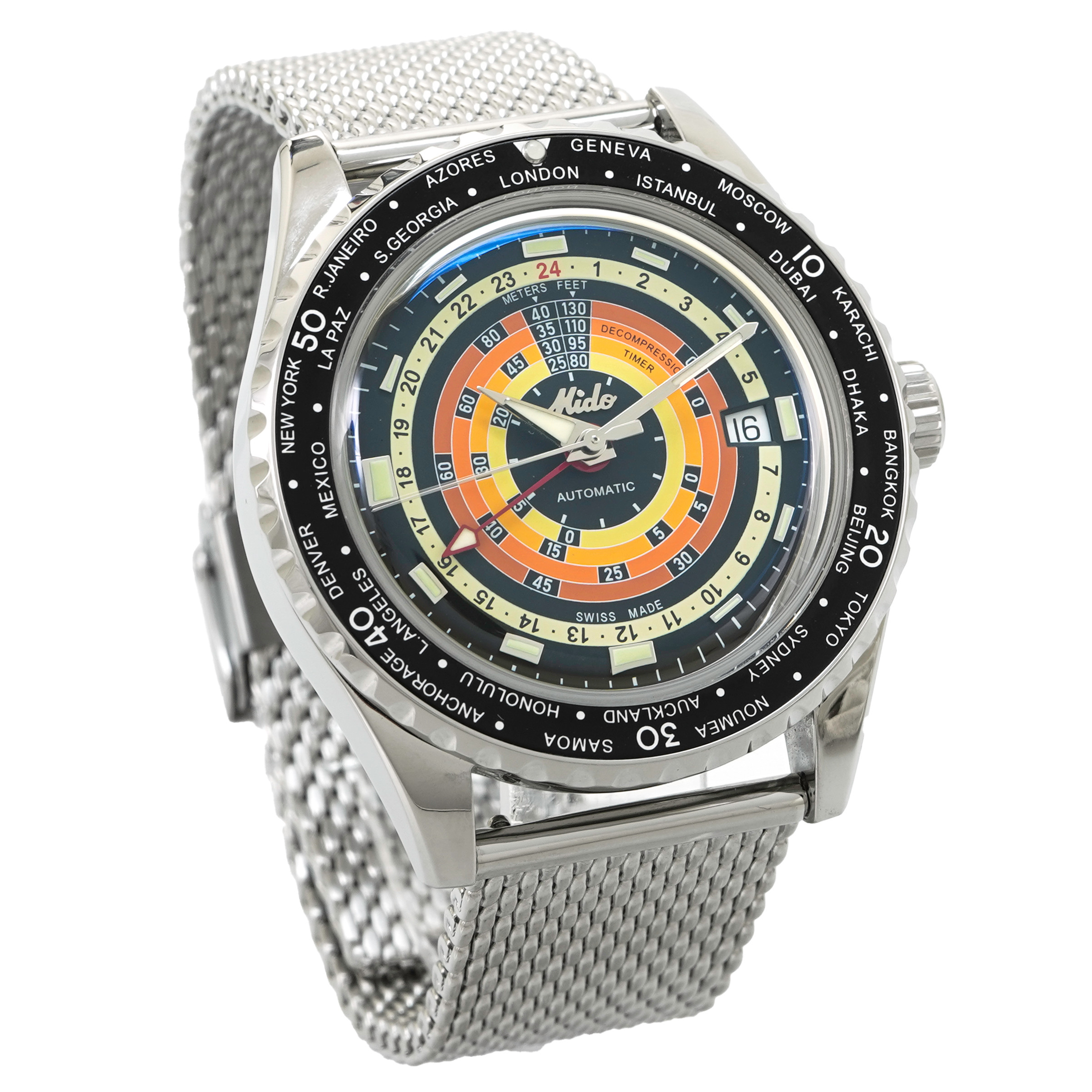 Mido Ocean Star Decompression GMT Worldtimer Black - Inventory