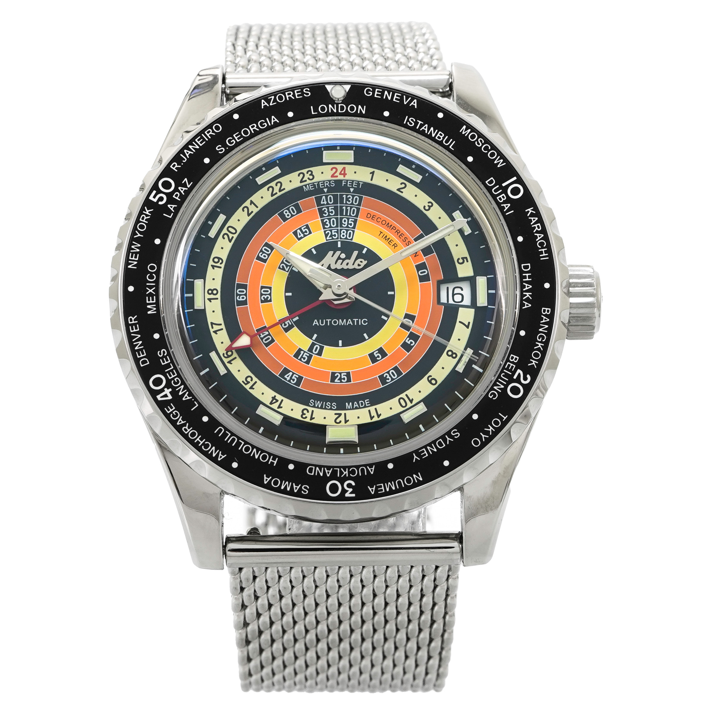 Mido Ocean Star Decompression GMT Worldtimer Black - Inventory