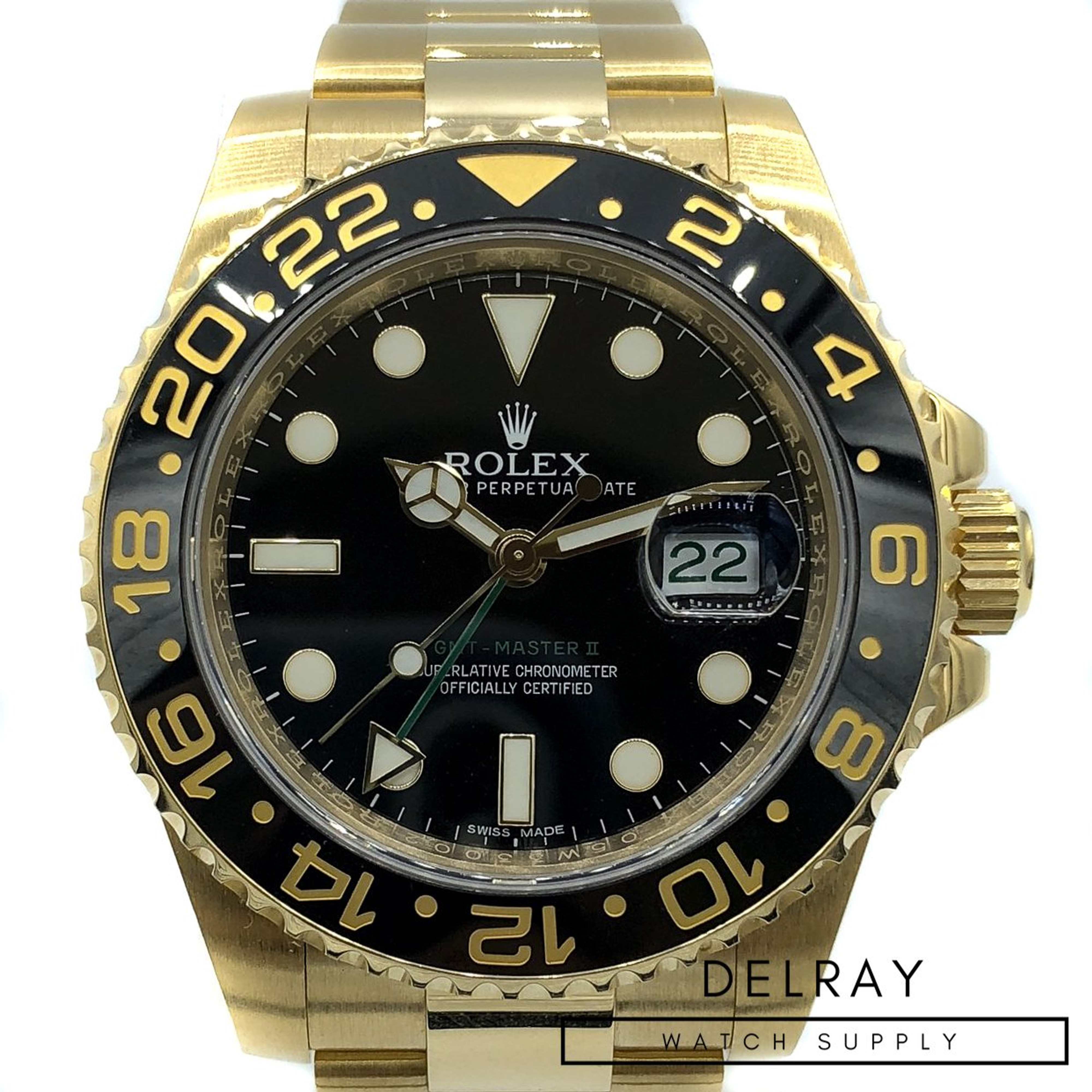 Gå i stykker Fremmedgøre udvikle Rolex GMT Master II Gold 116718 - DelrayWatch.com