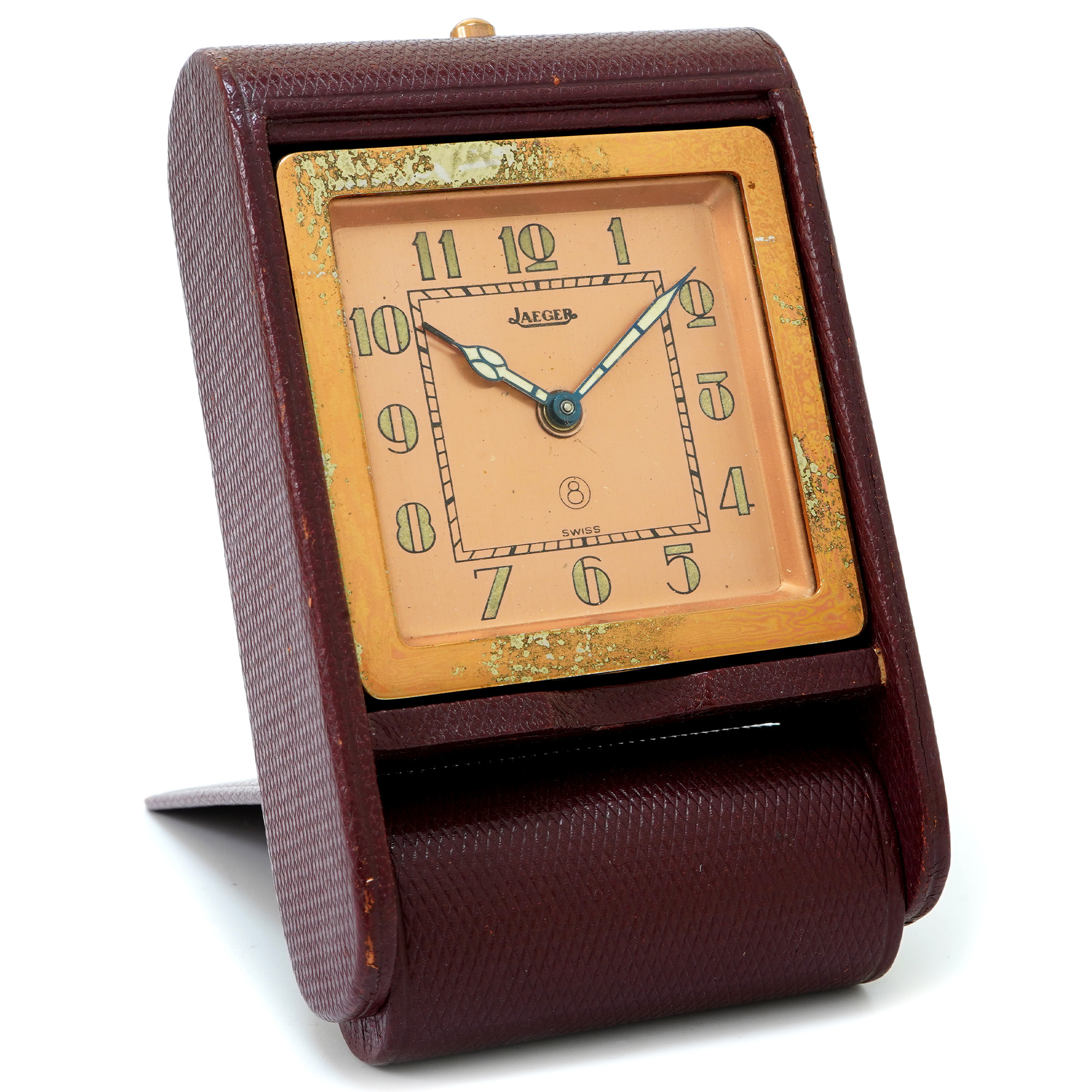 Jaeger LeCoultre 8 Days Leather Folding Alarm Travel Clock