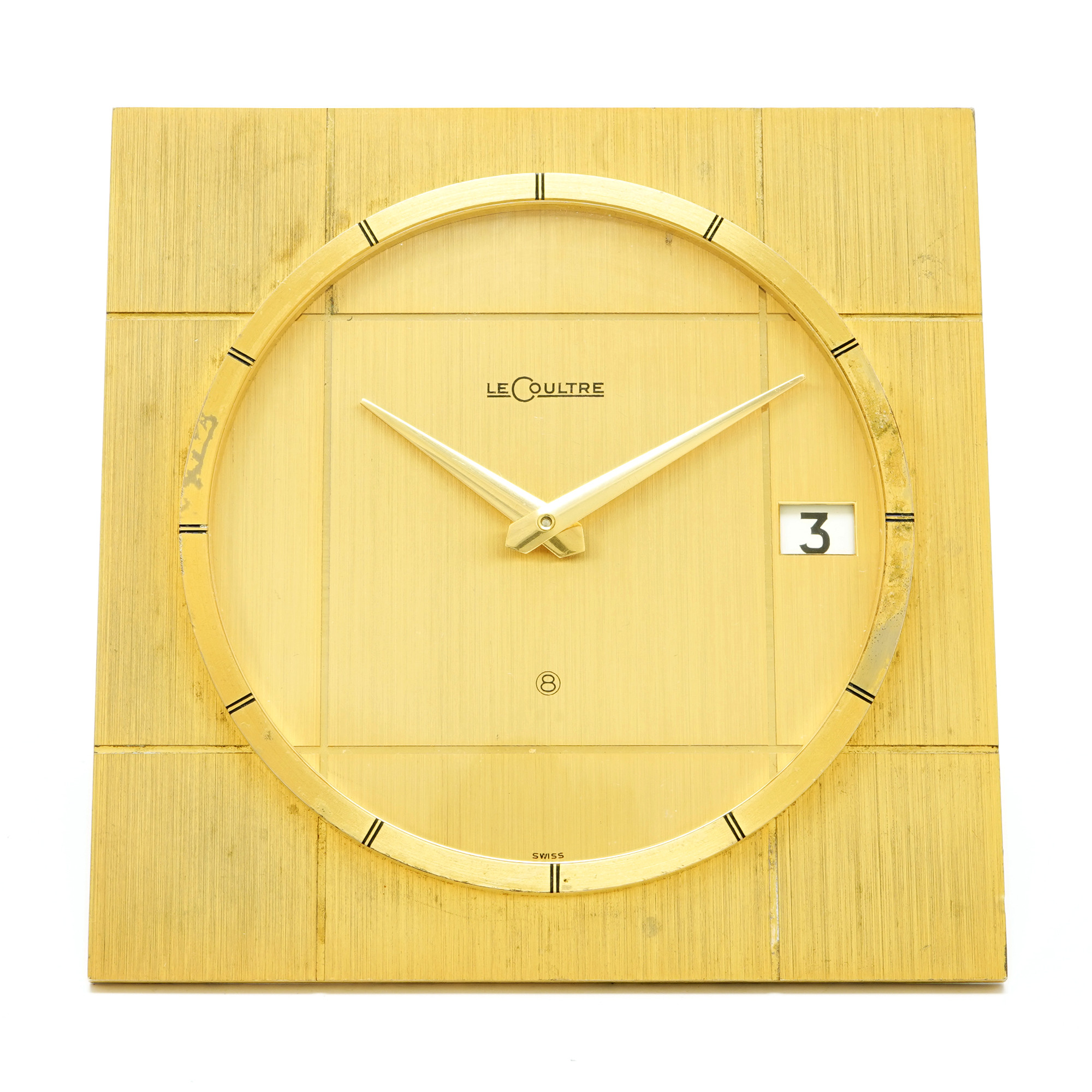 Jaeger LeCoultre 8 Day Desk Clock with Date 465 *Vintage