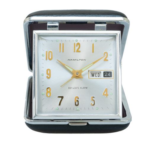 Hamilton Vintage Day Date Alarm Clock *Box & Manual* - Inventory 4973