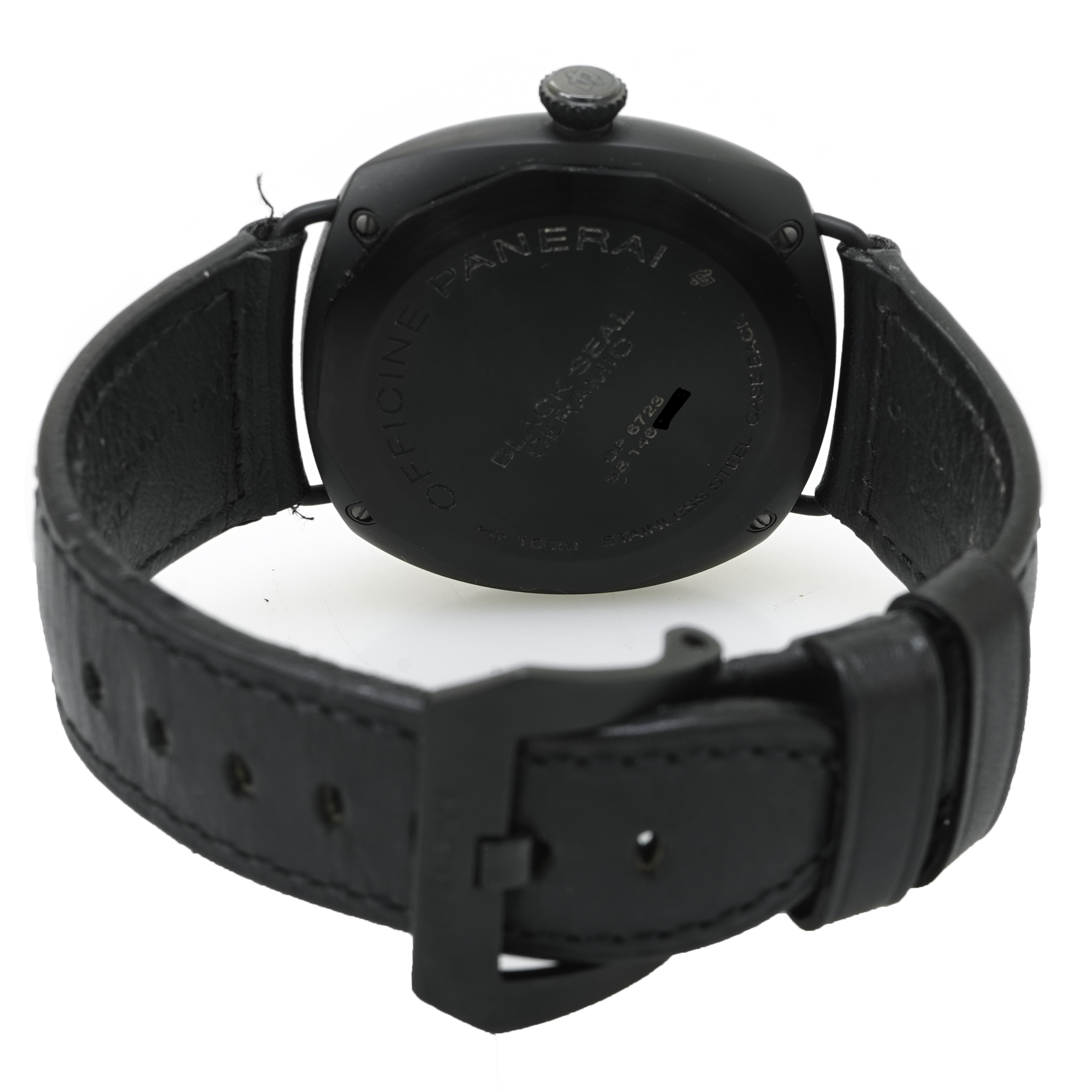 【TETSU】PANERAI ラジオミール　純正カーフレザーベルト黒 パネライ / PANERAI ラジオミール ラジオミール ブラックシール