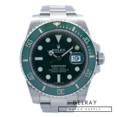 Rolex Submariner Hulk 116610LV Rubber B and Rolex Oyster Band Box and Papers