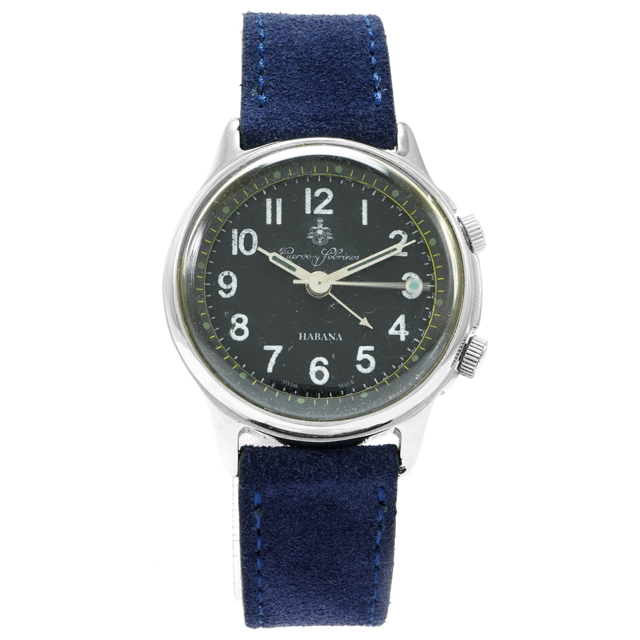 Cuervo y Sobrinos Watch Alarm Vintage - Inventory 6445 Stainless Steel 36mm - Picture 1 of 7