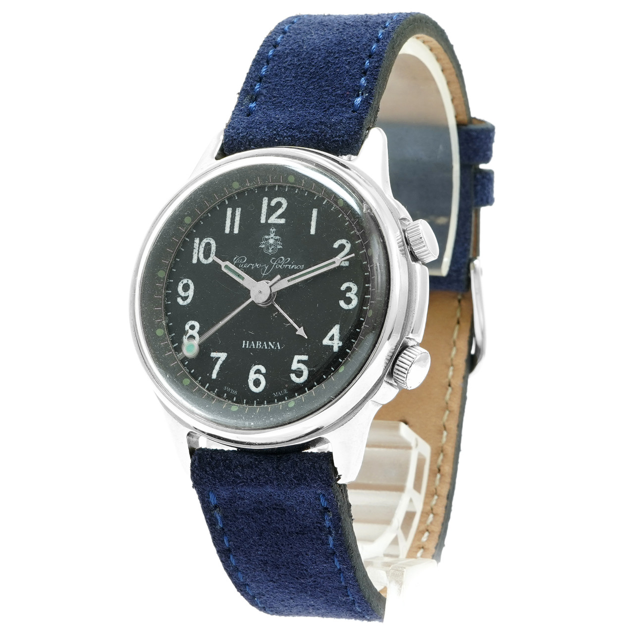 Cuervo y Sobrinos Watch Alarm Vintage - Inventory 6445 Stainless Steel 36mm - Picture 2 of 7