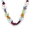 Prehnite Natural Citrine Swiss Blue Topaz Rhodolite Rose Quartz Iolite Gemstone Necklace