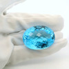 Natural Topaz Gemstone Certified Oval Checker Cut Swiss Blue Color 125.77 Carat Flawless Clarity 35x26mm December Birthstone for Wisdom, Calm Energy and Confidence