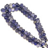 Natural Iolite Briolette Faceted Drop Beads | 6.5x4.5-10x7mm | 74 Pcs 83 Carats | Hyacinth Blue VS Clarity | Semiprecious Gemstone Jewelry Making