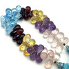 Natural Amethyst Citrine Garnet Topaz Rose Quartz Briolette Faceted Drop Beads | 8x6-12.5x7mm | 57 Pcs 167 Carats | Multi Color VVS Clarity | Semiprecious Gemstone Jewelry Making