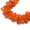 Natural Carnelian Drop Briolette Cut 10x7,12x7mm VVS Clarity Sandstone Orange Color Drilled Gemstone