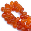 Natural Carnelian Gemstone Beads | Drop Briolette Faceted Cut | 10x7,12x7mm | VVS Clarity | Sandstone Orange Color | 44 Pcs 146 Carats | 5.6 Inch Drilled Strand | Jewelry Making Material