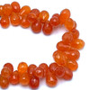 Natural Carnelian Drop Briolette Cut 9x7-11x8mmVVS Clarity Sandstone Orange Color Drilled Gemstone
