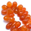Natural Carnelian Gemstone Beads | Drop Briolette Faceted Cut | 10x8-13x8mm | VVS Clarity | Sandstone Orange Color | 39 Pcs 139 Carats | 4.25 Inch Drilled Strand | Jewelry Craft Supply