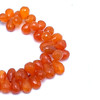 Natural Carnelian Drop Briolette Cut 10x8-14x8mm VVS Clarity Sandstone Orange Color Drilled Gemstone