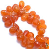 Natural Carnelian Gemstone Beads | Drop Briolette Faceted Cut | 9x7-12x8mm | VVS Clarity | Sandstone Orange Color | 38 Pcs 142 Carats | 6 Inch Drilled Strand | Jewelry Craft Supply