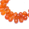 Natural Carnelian Drop Briolette Cut 9x7-12x8mm VVS Clarity Sandstone Orange Color Drilled Gemstone