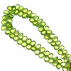 Natural Arizona Peridot Flat Drop Pear Briolette Faceted Beads | 7x5, 8x6mm | 74 Pcs 75 Carats | Intense Green | VVS Clarity | 8.25 Inch Strand Semiprecious Gemstone Jewelry Making