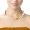 Natural Citrine Round Facet with Pearl Plain Round Gemstone Necklace Jewelry