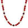 Natural Pearl, Coral, Garnet Round Plain Gemstone Necklace Jewelry