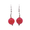 Jade Light Red Ball Plain 14mm Dangle Gemstone Earrings