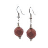 Natural Sandstone Orangey Brown Ball Facet 12mm Dangle Gemstone Earrings
