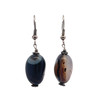 Chalcedony Black Tumble Plain 18x13x10mm Dangle Gemstone Earrings